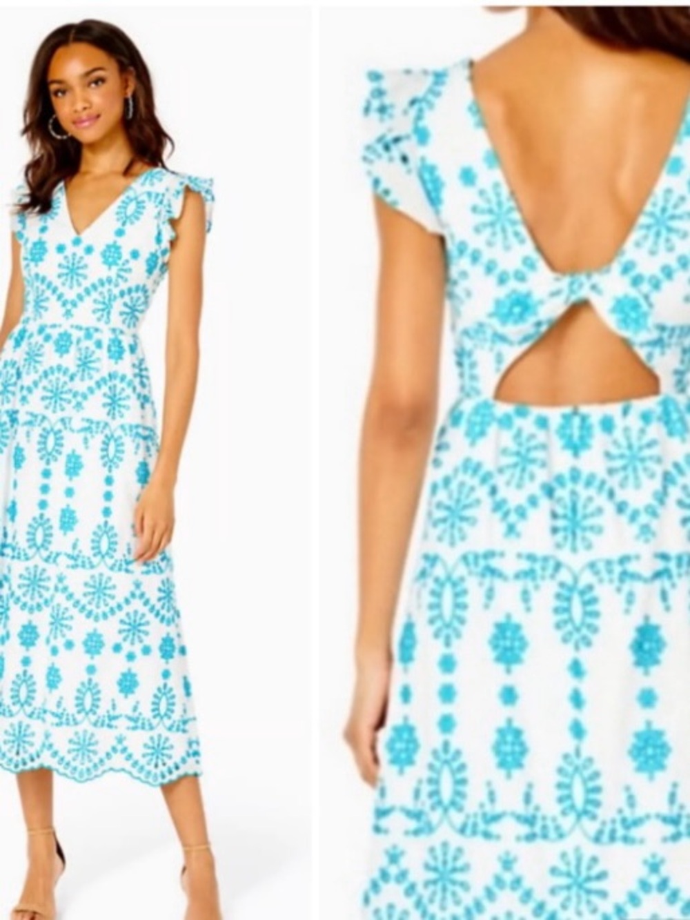 Lilly Pulitzer Lillyanne Embroidered Midi Dress with Tie Back, NWT, Size 4